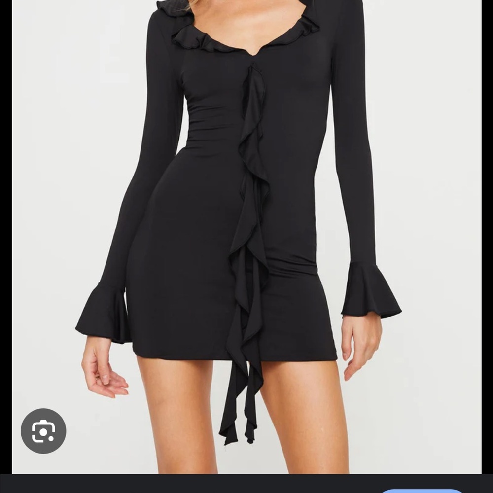 Princess Polly Black Ruffled Wrap Dress